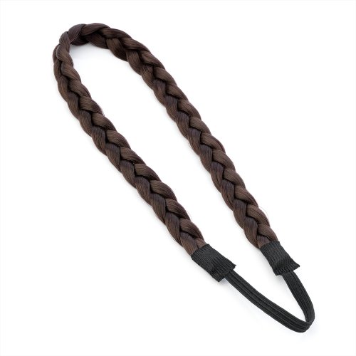 Dark Brown Synthetic Plaited Hair Elastic Headband Platted Hair Band