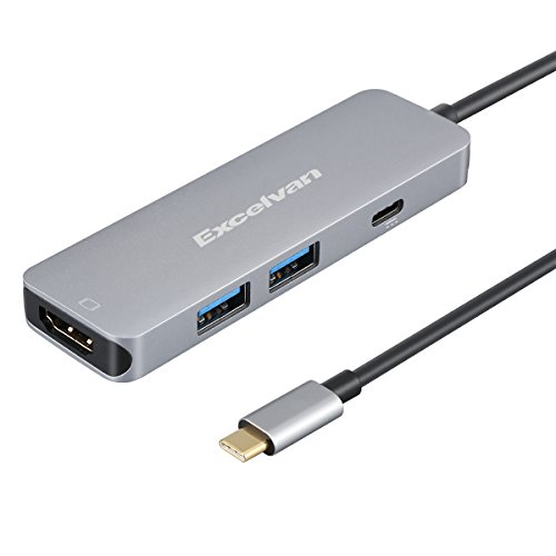 Excelvan 4 in 1 USB-C HDMI Adapter 4K, 2*USB 3.0 AnschlÃ¼sse, PD Ladeanschluss und microSD Kartenleser fÃ¼r MacBook Pro 2015/2016/2017, neues MacBook 12-Zoll, Chromebook und mehr Type-C GerÃ¤te