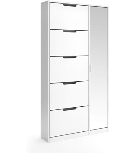 VidaXL Scarpiera a 3 Strati con Specchio Bianca 63x17x102,5 cm | Leroy