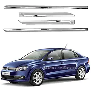ModifyStyle Side Beading/Side Cladding/Door Garnish/Door Protector Chrome Suitable for Volkswagen Vento (2010 to Present) (Set of 4pcs)