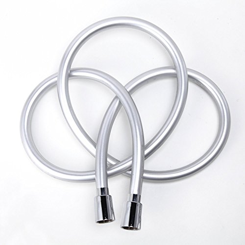 DSIKER® PVC Brauseschlauch Hochwertiger Flexible Duschschlauch ,Hochglanzverchromt Edelstahl |1/2 Zoll ,1,75 m – Mantel inkl 2 Dichtungsringe,Metalloptik,Knickschutz, silber - 3