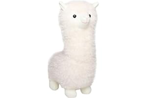 CUEMOON Przytulanka w kształcie alpaki, 28 cm, stojąca, biała, przytulanka alpaka, prezent dla dzieci, dziewczynek, miłośników