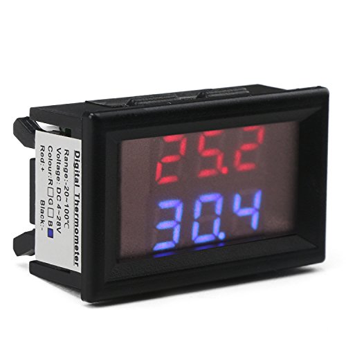DROK® DC 4-28V Temperaturmesser Dual Digital Display Thermometer, 2 Stück Wasserdicht NTC Temperatursensor Sonde Hohe Präzision, Messung Temp Detektor Lehre für Auto / Raum / Kühlschrank / Wasser, rot und blau LED-Display - 3
