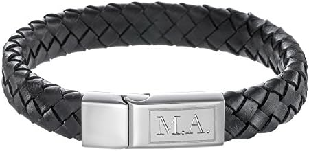 Leather Bracelet For Men – Beautifully Engraved – Personalised With Initials - Jewellery For Men – Original Bracelets - Original Jewellery Gifts For Men