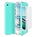 Produktbild CE-Link iPhone 7 Hülle iPhone 8 Hülle with iPhone 7 / iPhone 8 Panzerglas, Hardcase 2 in 1 Handyhülle 360 Magnetisch Hard Full Body Macaron Schutzhülle Bumper - Grün