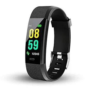 Smart Fitness Band ID115 For Xiaomi Mi Mix EVO Touchscreen Smart Bracelet Bluetooth Smart Band LED with Daily Activity Tracker, Heart Rate Sensor, Sleep Monitor and Basic Functionality for All Boys & Girls Wristband - Black
