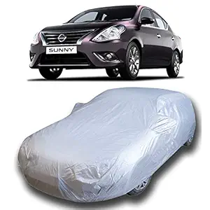 CREEPERS Water Resistant Car Cover for Nissan Sunny (Silver with Mirror Pocket)