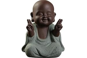 MONLIYA Keramik Tiny Cute Buddha Statue Mönch Figur Kreative Buddha Basteln Puppen Ornamente Geschenk Klassisch Fein Keramik Kunsthandwerk Tee Zubehör Klein (7 x 10 cm)