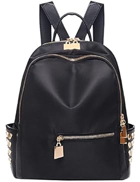 Milya Winter Herbst Neue Mode Nylons Damen College Stil Rucksack Rucksackhandtasche mit Nieten für Junge Dame...