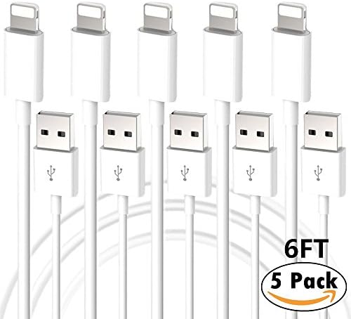 Charging Cables ,MASUMARK 1M (3FT) USB Cables for iPhone 7, 7 Plus, 6, 6 Plus, 5s, 5c, 5, iPad Air, Air2, Mini, Mini2, iPad 4th Gen, iPod Touch 5th Gen, iPod Nano 7th Gen, iOS 8,9,10 - (5 Pack)
