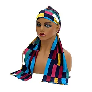 Bevel Double Layer Satin Edge Scarves For Black Hair Laying Scarves For Lace Frontal Wigs,Non Slip Hair Wrap For Women Keep Wig Secured ,Edge Styling Scarf Headband (Abstract Rectangle)