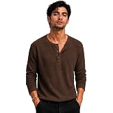 QUTUN Men's Premium Waffle Knit Henley Tshirt for Men