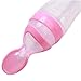 Hengsong Infant Silicone Feeding Bottle Squeeze Spoon Food Supplement Rice Cereal Bottle (Pink)