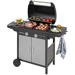 Campingaz Barbecue à Gaz 2 Series Classic LX Plus Vario, 2 Brûleurs, Puissance 7.5kW, Grille et Plancha en Acier Double Emaillage, 2 Tablettes Latérales