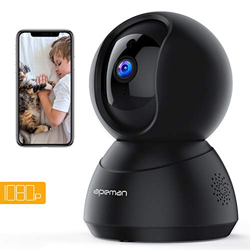 Apeman FHD 1080P Telecamera di Sorveglianza Wifi, Videocamera IP Interno,Visione Notturna a Infrarossi, Audio Bidirezionale, Baby Per Monitor, Sensore di Movimento, Compatibile iOS/Android