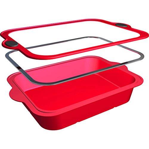 Levivo Silikon Kuchen-Backform / Silikon-Kuchenform 26 x 20 cm, Rot - 4