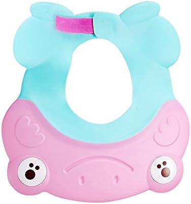 Eyes waterproof children's bath cap children silicone adjustable sunscreen ( Color : Pink )
