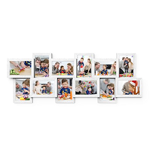 Songmics Bilderrahmen Collage für 12 Fotos je 10 x 15 cm Fotorahmen aus MDF-Platten weiß RPF22W