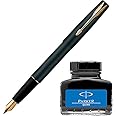 Parker Frontier Matte Black GT Fountain Pen + Quink Ink Bottle - Blue (30ML)