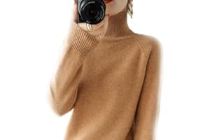 BAWUTZ Jersey de Cachemira para Mujer, Jersey de Cuello Alto para Mujer, Jersey de Manga Larga, Jersey Casual, Jersey de Punto con Cuello Alto, Jersey de Cuello Alto de Manga Larga para otoño Invierno