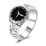Adisaer Ring 925 Silber Damen Ringe Silber Gravur Damen Versilbert Ring Trauringe Silber Armbanduhr Form Mit Strass Weiß Ringe Größe 52 (16.6) Für Frauen Geschenk