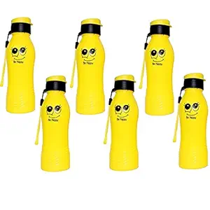 KIVYA Return Gifts for Kids Birthday Party Smiley Water Bottles for Children Gifts for Girls / Boys School Supplies , Yellow - Pack of 6??
