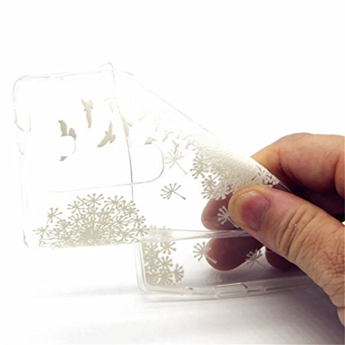 MUTOUREN Handyhülle für LG Magna H502 /G4c H525N /G4 Mini/C90 TPU Silikon Case Cover Durchsichtig Schutzhülle Tasche Etui Bumper Ultradünne Weich Kratzfeste Soßdämpfende Silikontasche Hülle Weiß – Löwenzahn - 4