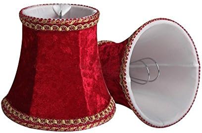 Epack European Style Lamp Shade, 2pcs Handcraft Fabrics Wall Lamp Clip On Lampshade For Wall Sconce Lamp, Chandelier, Candle Lamp, Crystal Lamp (Red)