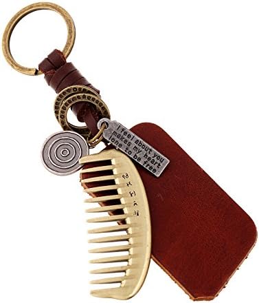 InnoWill Alloy Leather Keyring Durable Keychain Pocket Key Ring Handbag Pendant (Cute Comb)