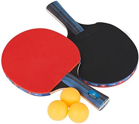 Ancees Set Table Tennis Bat Ping Pong Balls, Pack of 2 Premium Table Tennis Racket 3 Ping Pong Balls Carry Bag Set for Beginners Hobby players
