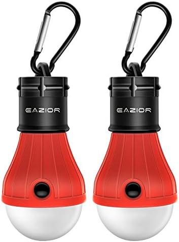 2 Pack EAZIOR Portable LED Camping Lantern Tent Light Bulb for Camping Hiking Fishing Outage Emergency Light, Outdoor Camping Lamp … (Red)