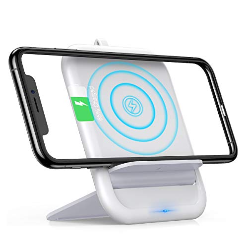 andobil Wireless Charger, QI-Certified Foldable 10W/7.5W Fast Charging Stand/Pad Compatible Samsung Galaxy S10/S10+/S9/Note 9, iPhone11/11 Pro/11 Pro Max/XS MAX/XS/XR/X/8 All Qi-Enable Devices (White)