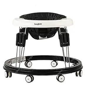 Baybee Indy Baby Walker - Round Kids Walker for Baby, Walker with 4 Adjustable Height and Ultra Soft Seat | Activity Walker for Kids | Walker Baby 6-18months Boys and Girls (Black)