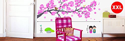 Wandsticker Frühling - Japanischer Kirschbaum mit Geishas - Verpackungsgröße 50,5 x 70,5 cm
