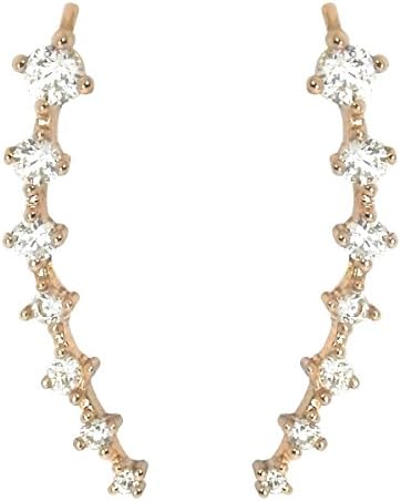 NOVELTY Ear Cuff Climbers Crawlers Sweep Cuff Rose Gold Colour Inline Clear Cubic Zirconia Earrings