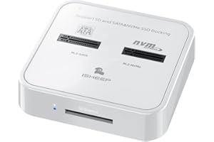 ISHEEP H016SD 2 bay M.2 SATA/NVME Docking station per SSD da Funzione Duplicatore lettore, USB 3.1 Gen2 10Gbps,Tool-free (SSD non inclusa)