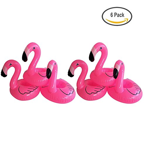 CCINEE 6pcs Hot Mini Cute Fanny Toys Red Flamingo Floating Inflatable Drinks Can Holder Swimming Pool Beach Party Kids