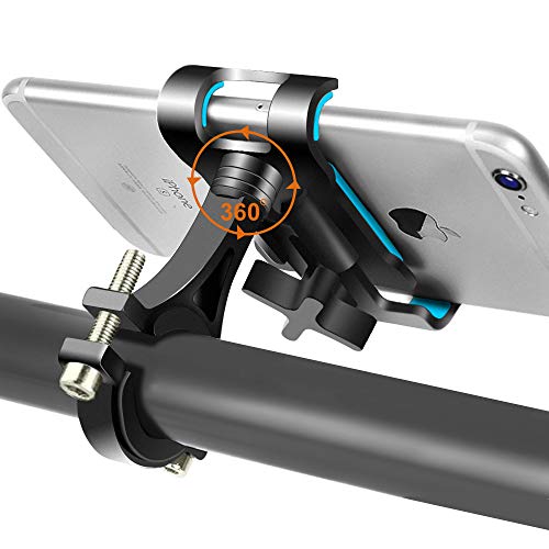 Support Telephone Velo Moto Support Smartphone Aluminium, Porte Smartphone pour Vélo VTT Rotatif à 360 Universel Support Guidon Téléphone Portable pour iPhone Samsung Huawei & 4,0-6,2 Pouces (noir)