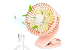 EXTFANS Ventiladores de clip,ventilador de mesa, ventilador pinza usb con batería recargable, vventilador portatil ajustable de 3 velocidades 360 para dormitorio de escritorio,Rosa