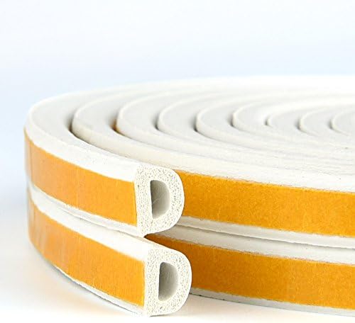KUUQA Door Window Draught Excluder Strip Weather Stripping Sealing Tape Defender Foam Anti-Collision Self Adhesive Weatherstrip Window Soundproof Waterproof Tape D Type 19Ft(6M)