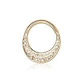 eeddoo Rosegold Septum Piercing biegbar - Flexibler NASENRING mit Tribal Design - aus Edelstahl - Roségoldenes NASENPIERCING Septumschmuck Nose für Frauen/Damen - Piercing Septum