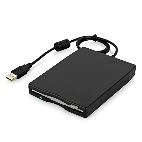 eSynic USB Floppy Disk 3.5'' 1.44 MB FDD USB Disquetera Externa Portátil para PC Windows 10 8 7 Vista XP Mac ME 2000 SE 98 Laptop - Negro