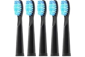 YUNCHI Elektryczna głowica do szczoteczki do zębów kompatybilna ze Szczoteczkami Fairywill FW-D7/D8/507/508/917/959/515/551/2011 i SEAGO E9, 5 Opakowań, Czarne