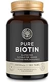 Biotin Tablets For Hair 12000mcg 180 Vegan Tablets - Biotin Hair Growth Tablets for Women and Men - Best Natural Hair Growth Vitamins - Six Month Supply