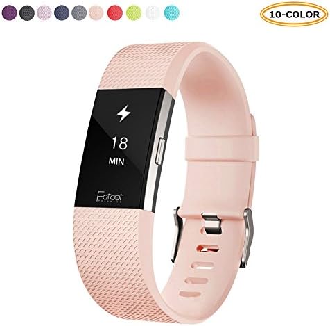 Fitbit Charge 2 Strap Bands,FatcatBand Classic Soft Silicone Sport Adjustable Replacement Accessory Bracelet Straps (Small Size) for Fitbit Charge 2 Fitness Wristband (1-Pack Blush Pink)