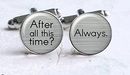 Picture cufflinks,Cufflinks,Cufflinks, After All This Time Always,Wedding Jewelry,Shirt Cufflinks,Glass Cabochon Cufflinks,Men Cufflinks,Gift for Husband,Art Picture Cufflinks,