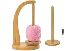 FANXINZTTC Svolgitore di Lana con Fuso di Ricambio, Bobina di Lana Rotante, Supporto Magnetico per Gomitoli di Lana, Supporto per Rocchetto di Filato in Legno (Colore del Legno)