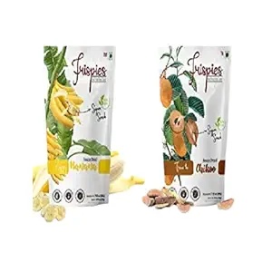 Frispies Freeze Dried Fruits | Banana & Chikoo | Healthy Chunks | No Added Sugar | 100% Natural | Gluten Free | Low Calorie Snack | Dehydrated Snacks for Kids and Adults (20 gm/per)| Pack of 2|