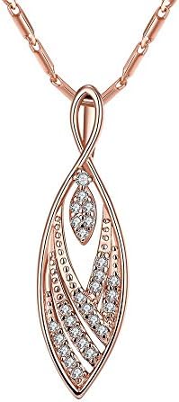 Hanessa Women Jewelry Gold Plated Elegant Leaf Pendant Rose Gold Necklace Gift For Your Wife/Girlfriend Christmas