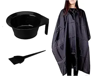 Foreign Holics Hair Color Mixing Bowl with Brush Hair Cutting Sheet (Black)